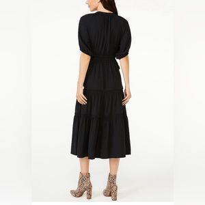 Scoop Splitneck Tier Midi Dress, Black, Size Large 12/14, NWT